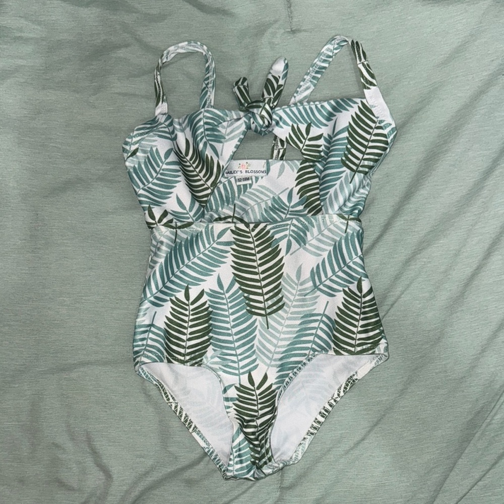 5 for $20 Item: Chic Green and White One Piece with Bold Pattern